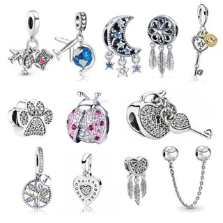 LI Berloque Pendants Silver 925 Charm Earth Avião Para Charme De Acesso A Pulseiras