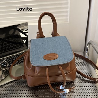 Lovito Mochila Casual Colorblock Simples Para Mulheres LNA32099 (Marrom)
