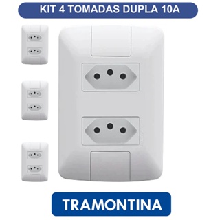 KIT 04 Tomadas Dupla 10A C/Placa 4x2 tramontina Aria em Oferta na Shopee