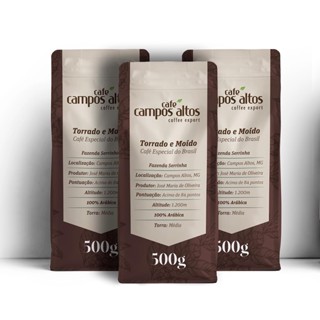 Kit 3 Cafés 100% Arábica Torrado e Moído 500grs Campos Altos