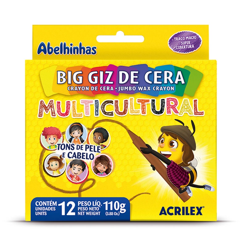 Gizão de cera Big Multicultural 12 cores 09122 Acrilex - Stationery