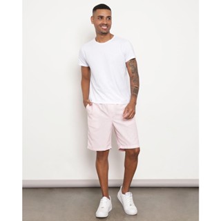 Bermuda Masculina Sarja Reta Com Cordão Rosa
