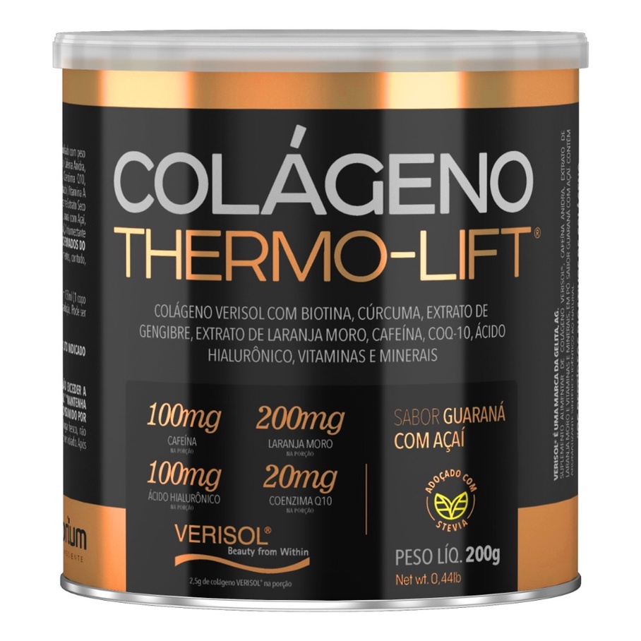Colágeno Hidrolisado Verisol Cafeína Ácido Hialurônico Biotina Thermo Lift 200g Nutrilibrium em Oferta na Shopee