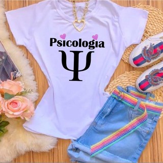 T-SHIRTS POLIÉSTER BRANCO PSICOLOGIA SÍMBOLO CORAÇÃO ROSA