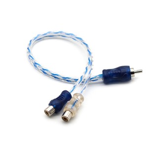Cabo Y Azul Com Prata 4mm 1 Macho 2 Fêmeas Dupla Blindagem Revestimento Em Pvc Flexível Banhado A Níquel