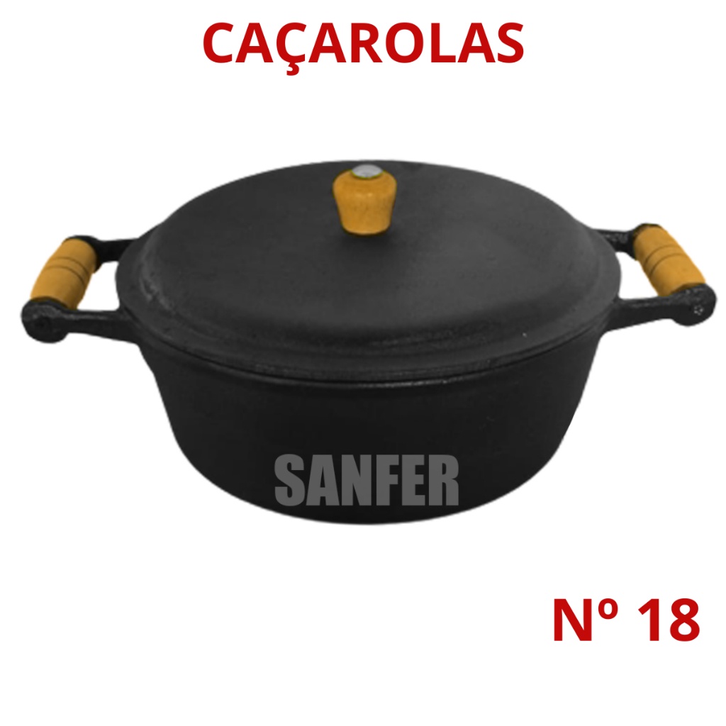 Panela De Ferro Caçarola de Ferro Fundido com Tampa de Ferro Fundido Nº 18