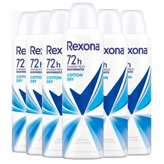 Kit Desodorante Aerosol Rexona Cotton Dry Azul 150ml - 6 Unidades