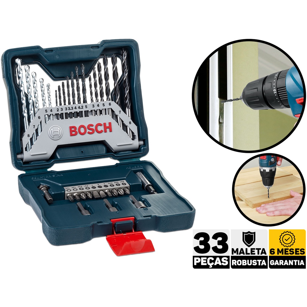 Kit de Pontas e Brocas 33 Peças Bosch X-Line 2607017398