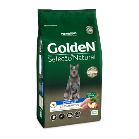 Ração GoldeN Seleção Natural Cães Adultos Porte Médio e Grande Sabor Frango & Batata-doce - 10kg