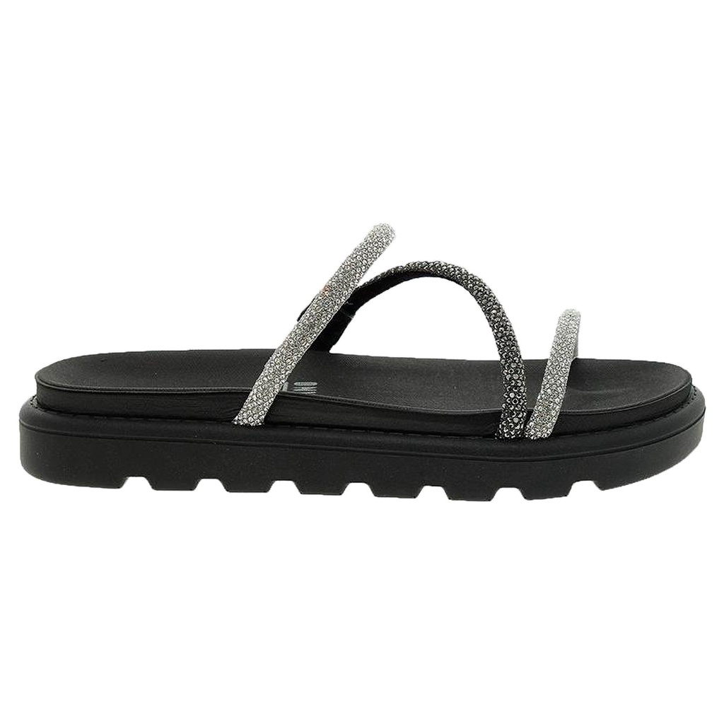 Sandália Feminina Birken Plataforma Strass Brilho Casual Macio Vizzano Confortável Cristal Papete