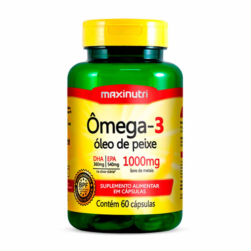 Ômega 3 Óleo de Peixe 60 Cápsulas 1000mg Maxinutri em Oferta na Shopee