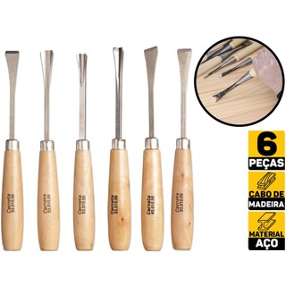 Jogo Kit De Formão Para Madeira Entalhador Entalhe Grosa Com 6 Peças Profissional Corneta Etilux Western 9301006 em Oferta na Shopee