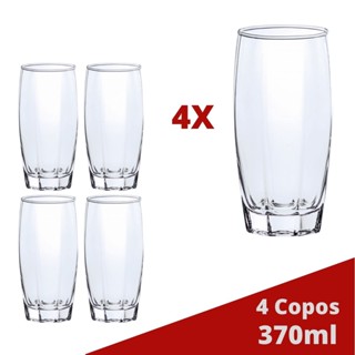 Jogo de Copos Vidro Florida 370ml Transparente Suco - 4Un