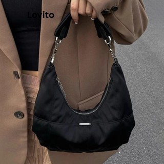 Lovito Bolsa De Ombro Pequena Básica Simples Casual Para Mulheres LNA32138 (Preto)
