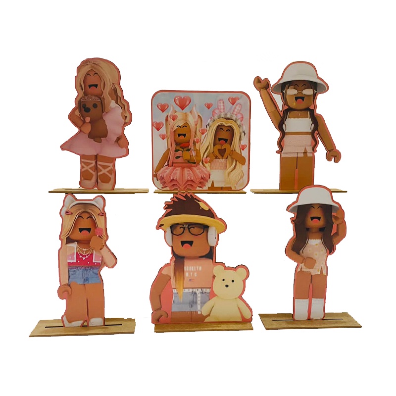 Kit Display de Mesa 6 Peças Para Festa Roblox Feminino MDF