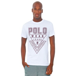 Camiseta Masculina Estampa Frontal Triangular Polo Wear Branco