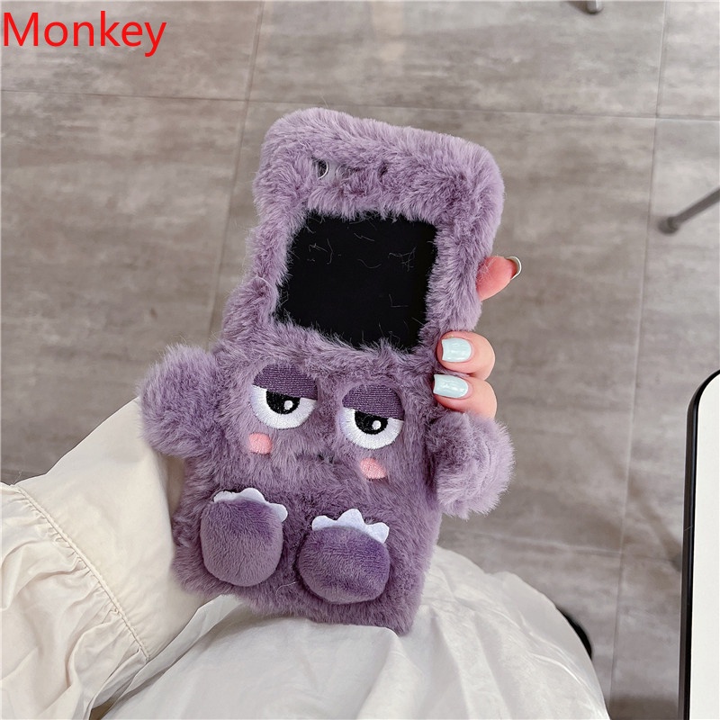 Engraçado Dos Desenhos Animados Caso De Pelúcia Para Samsung Galaxy Z Flip 7 6 5 4 3 2 1 ZFlip7 Flip6 Inverno Quente Fof
