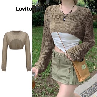 Lovito Suéter Transparente para Mulheres L58AD055 (Café/Alperce)