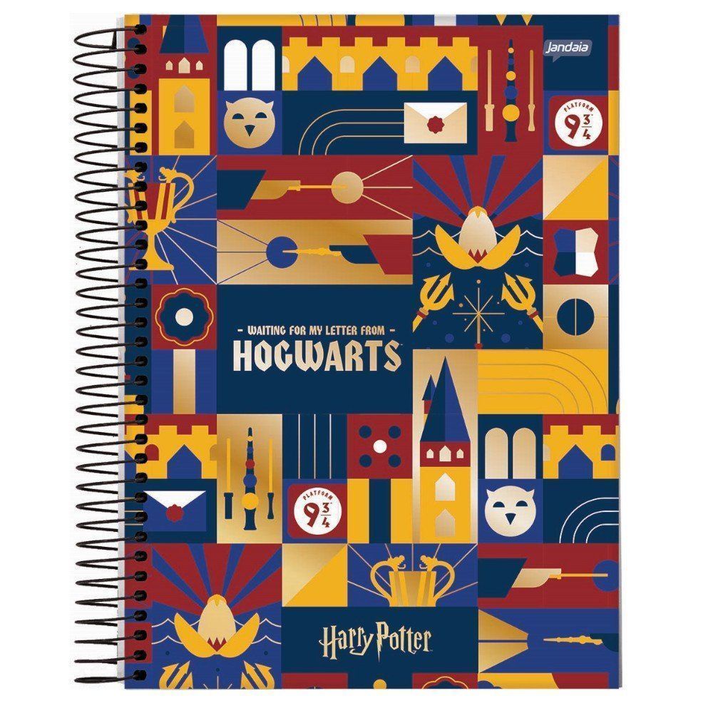 Caderno Espiral Univ CD 96fls Azul Harry Potter Jandaia