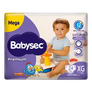 Fralda Babysec Premium Tamanho XG Pacote Mega com 24 Unidades Descartáveis