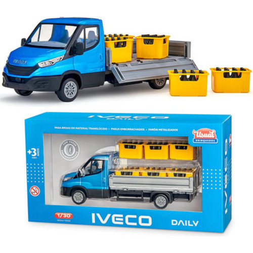 Brinquedo Miniatura Caminhão Iveco Drop Side Caixa Bebidas
