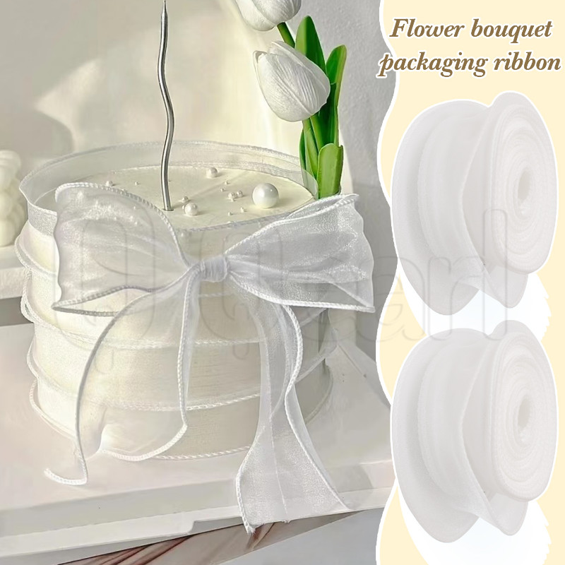 Fita De Cetim De Fio Transparente De 9 M/Rolo-Rabo De Peixe De Fada Organza Com Borda Ondulada-Buquês De Flores Decoraçã em Oferta na Shopee