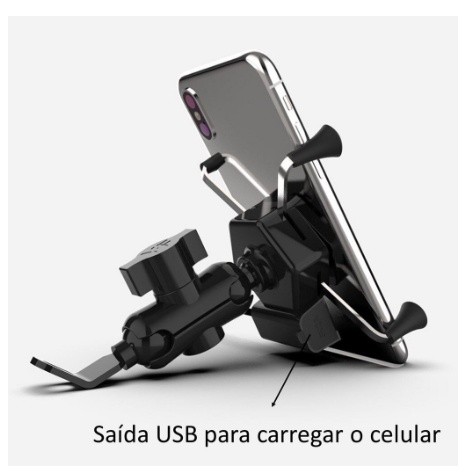 Suporte Celular Moto Com Carregador Universal Usb Garra X