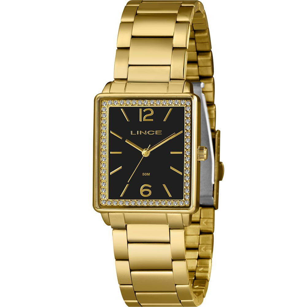 RELÓGIO LINCE FEMININO DOURADO QUADRADO LQG4737L P2KX