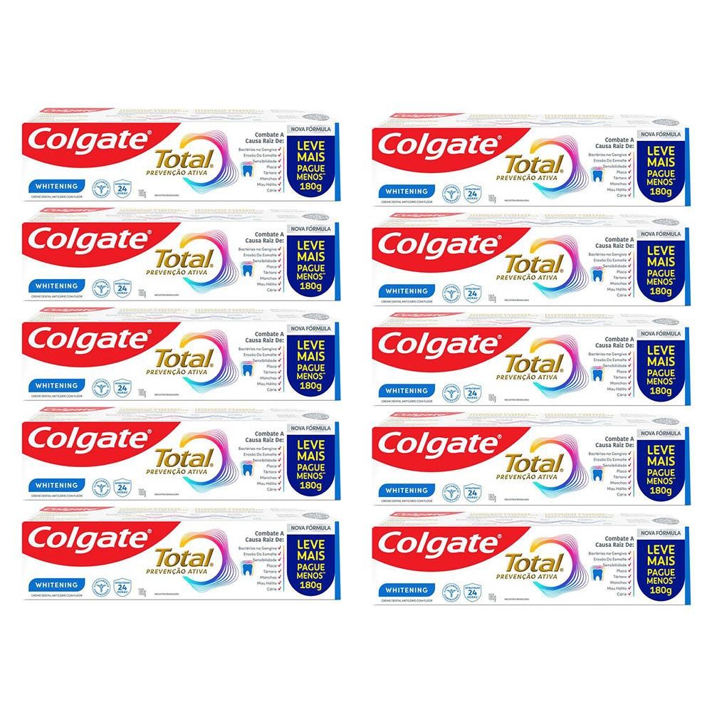 Kit 10 Creme Dental Colgate Total 12 Whitening 180g em Oferta na Shopee