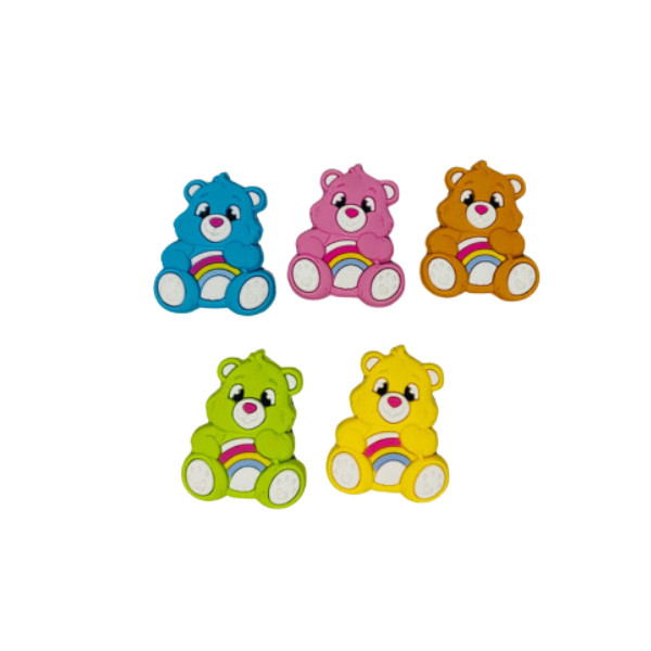 05 Pins/Bottons  Emborrachados Para Babuche -  Ursinhos Carinhosos