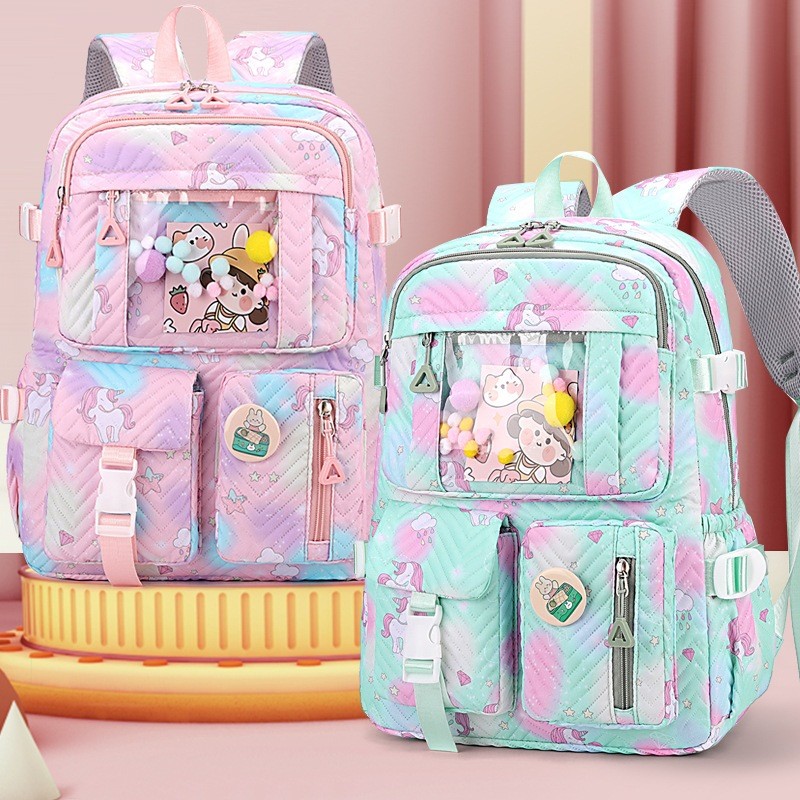 Mochila Feminina Color Candy Encantadora Design Fofo para Estudantes do Ensino Fundamental e Médio 45cm em Oferta na Shopee