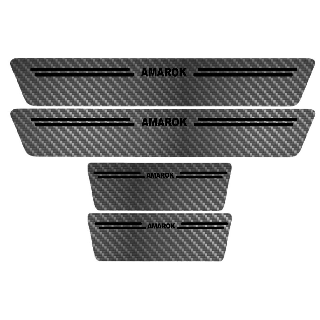 Kit Soleira Protetora Porta Premium Black Carbono - Amarok