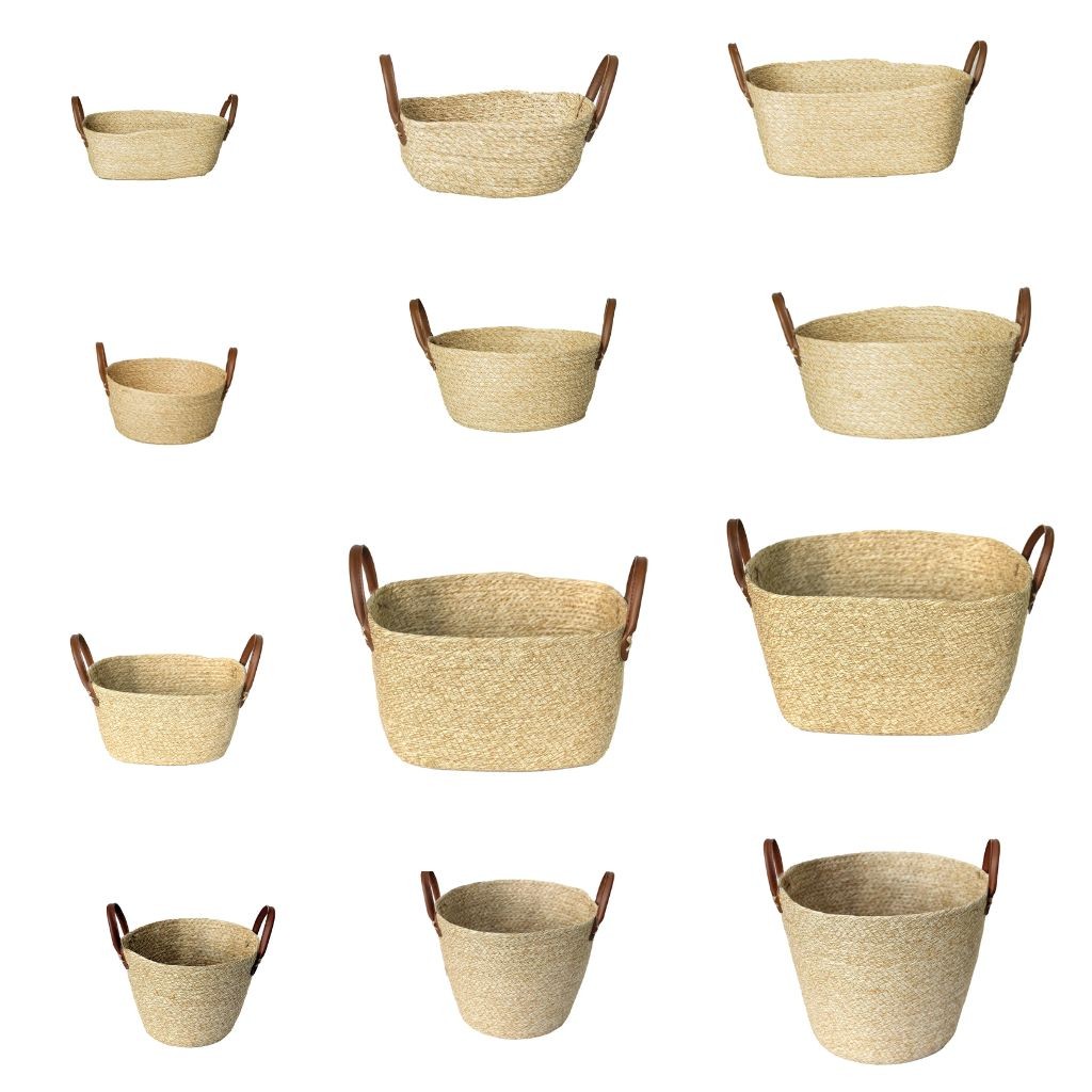 Cesto Organizador Multiuso Fibra Natural Paramount Vaso Cesta Palha Mocca
