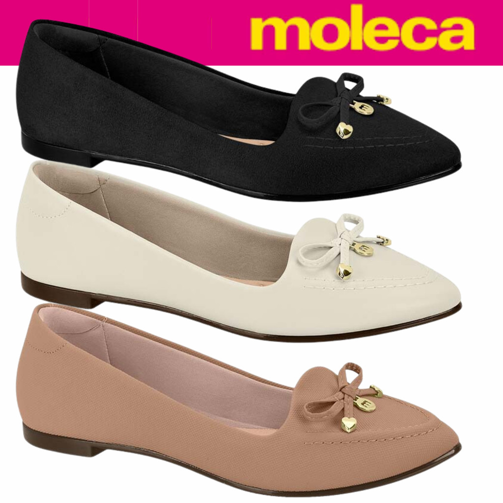 Sapatilha Feminina Moleca Laço Bico Fino Casual Conforto em Oferta na Shopee