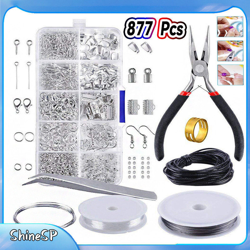 Kit 877 Pcs Bijuterias Para Fazer Jóia Diy Com Alicate Pinça Pronta Entrega