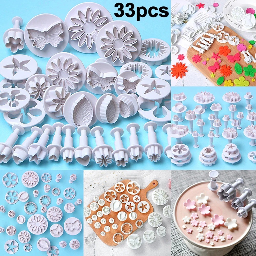 Kit 33 Peças Molde Para Bolo Acessórios Confeitaria Flor Decoração Para Massa Pasta Cookie Biscoito