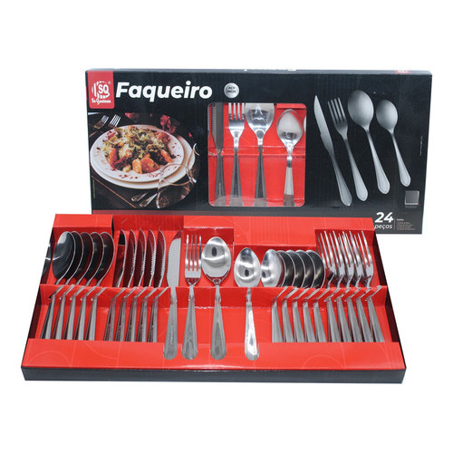 Jogo Talheres 24 Peças Faqueiro Ashoria - Inox