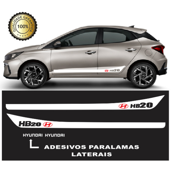 Kit Acessório Adesivo Faixa Lateral Sport Para Hyundai HB20 HB20 Hatch ou Sedan, HB20 R Spec, HB20S