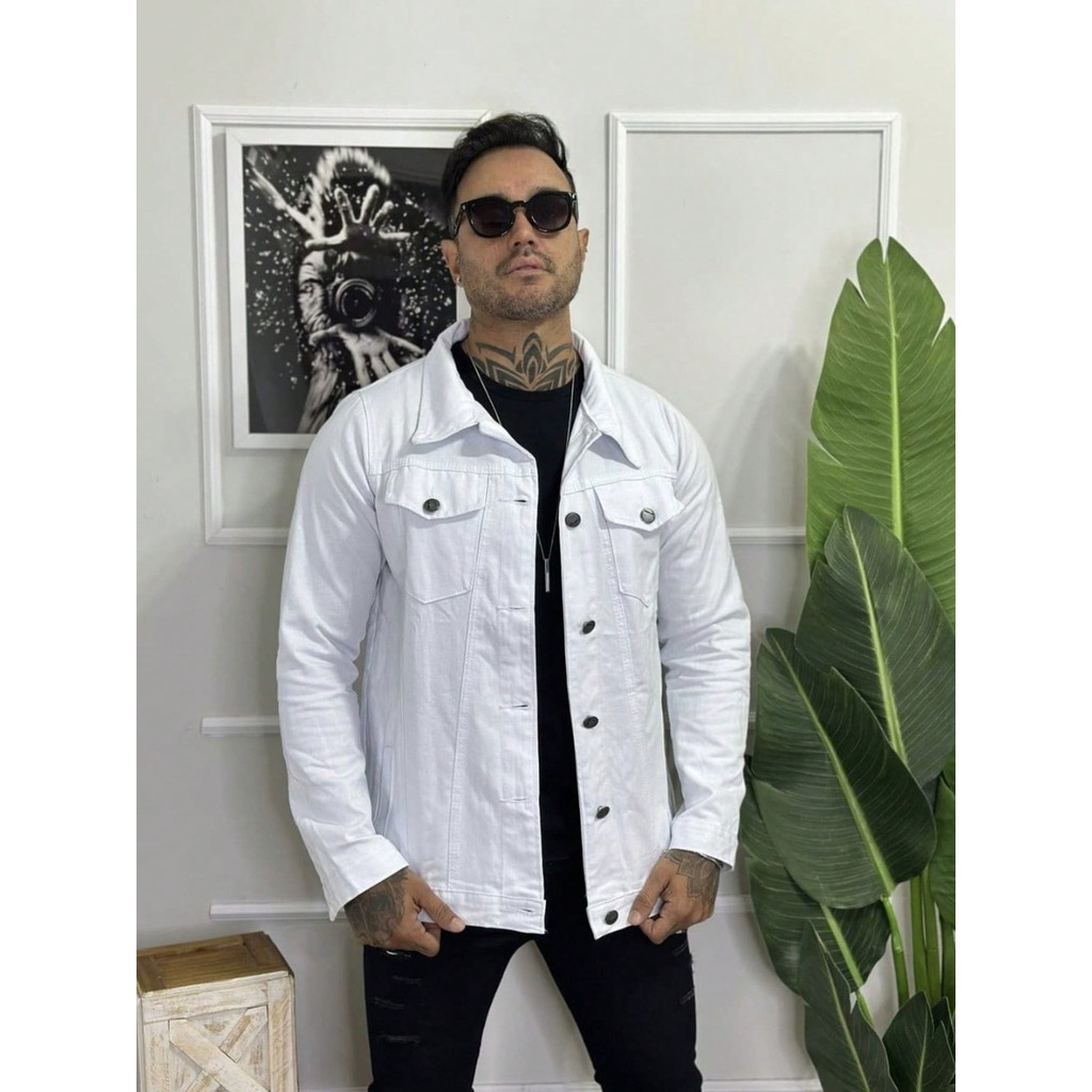 Jaqueta Branca Jeans Sarja Masculina Over Qualidade Alianza Jeans