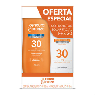Kit Protetor Solar Cenoura e Bronze Corpo FPS 30  + Facial em Oferta na Shopee