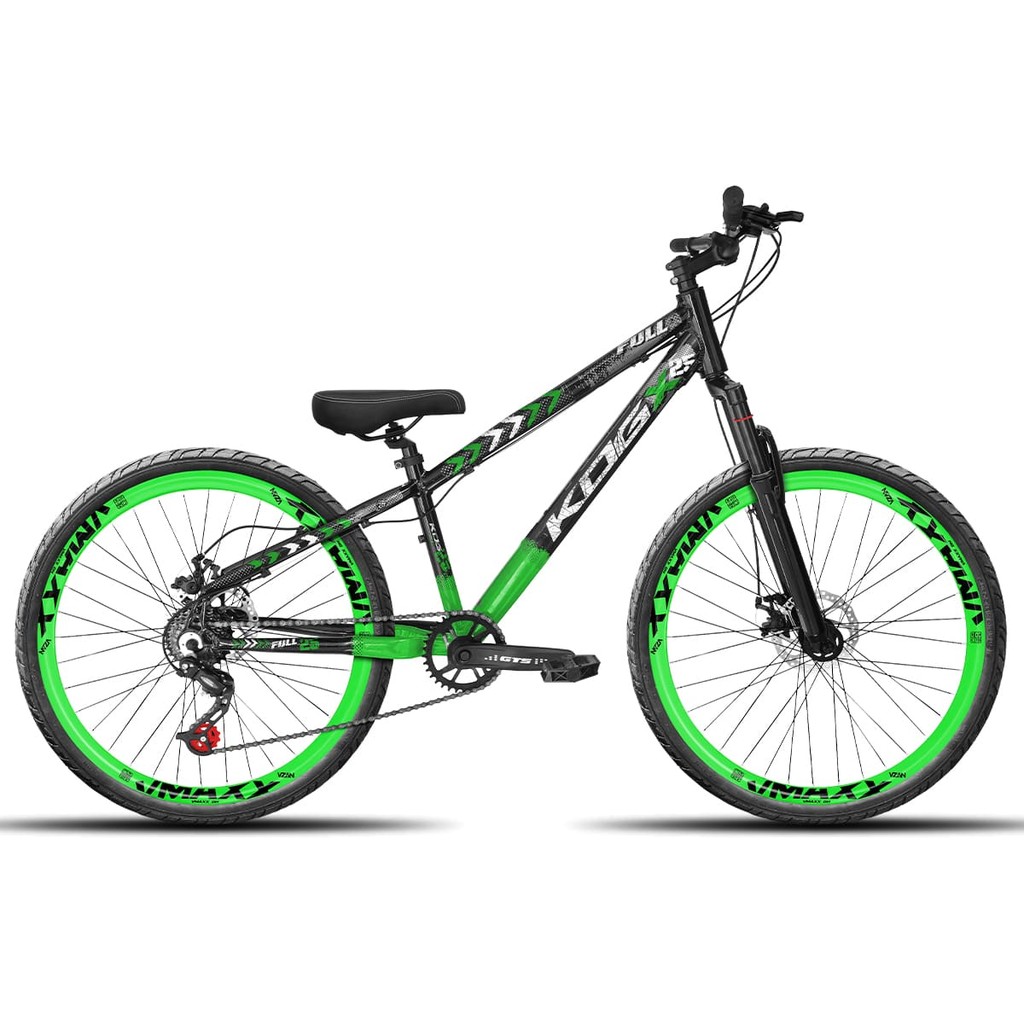 Bike Infantil do Grau Aro 26 KOG Freeride 7V Vmaxx LT / DH Disco Tipo Viking Gios Preto e Verde