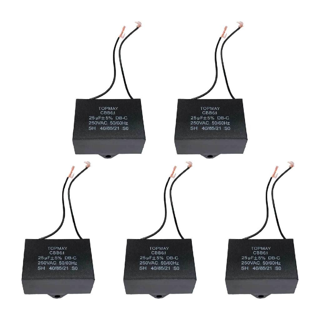 5x Capacitor Partida 25uf - 250v P/ Motor Portão - Quadrado