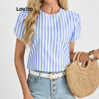 Lovito Blusa casual listrada trançada para mulheres LBL19272 em Oferta na Shopee