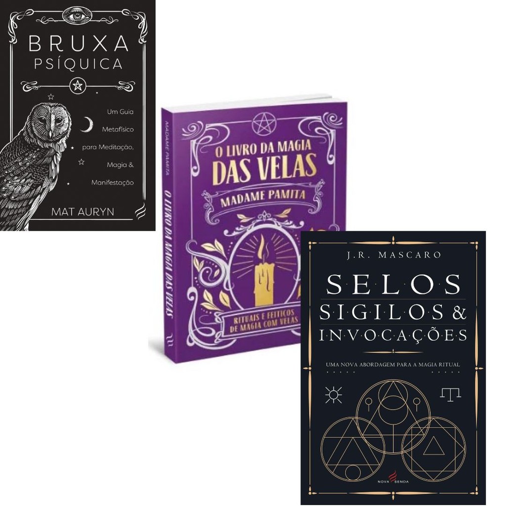 Kit Bruxa Psiquica + O Livro da Magia das Velas + Selos, Sigilos e Invocações em Oferta na Shopee