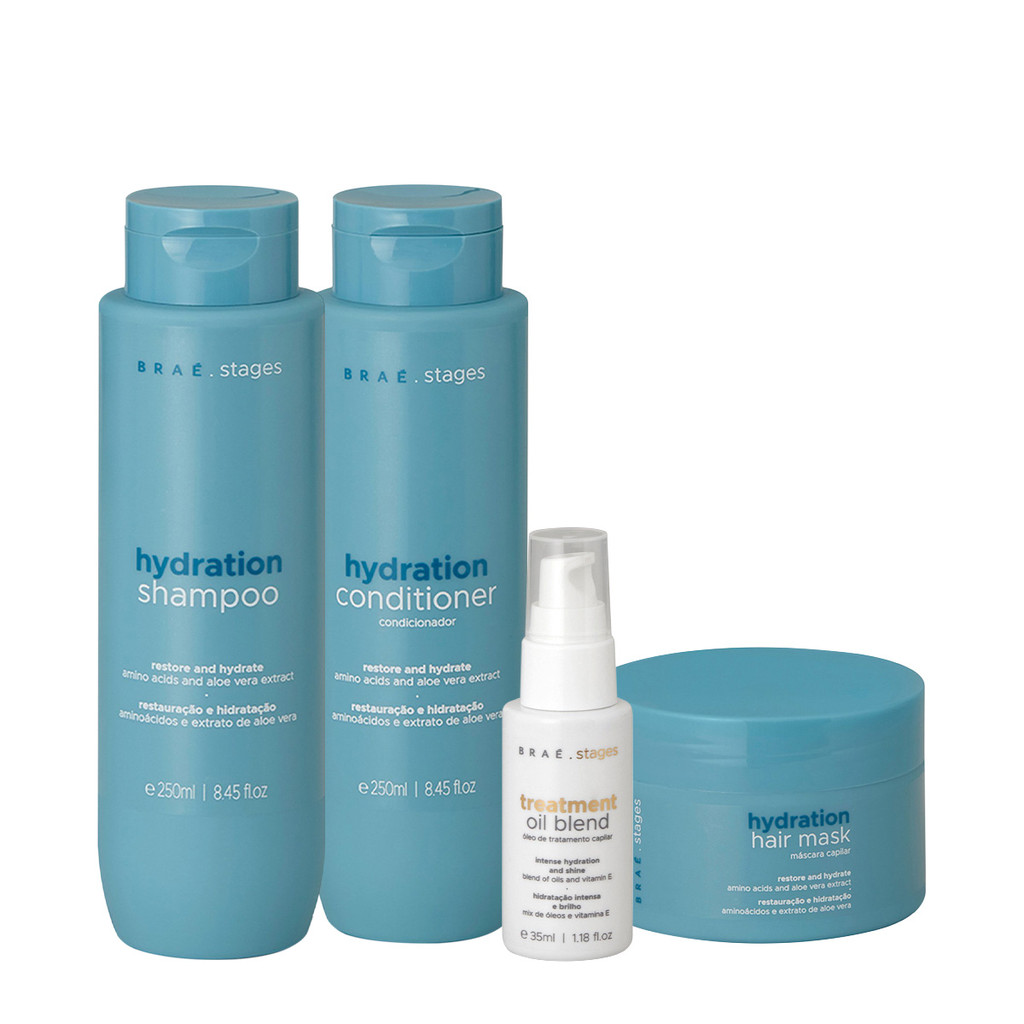 Kit Braé Stages Hydration Home Care Oil (4 produtos) em Oferta na Shopee