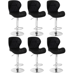 Kit 06 Banquetas Slim Estofada Giratória com Regulagem de Altura