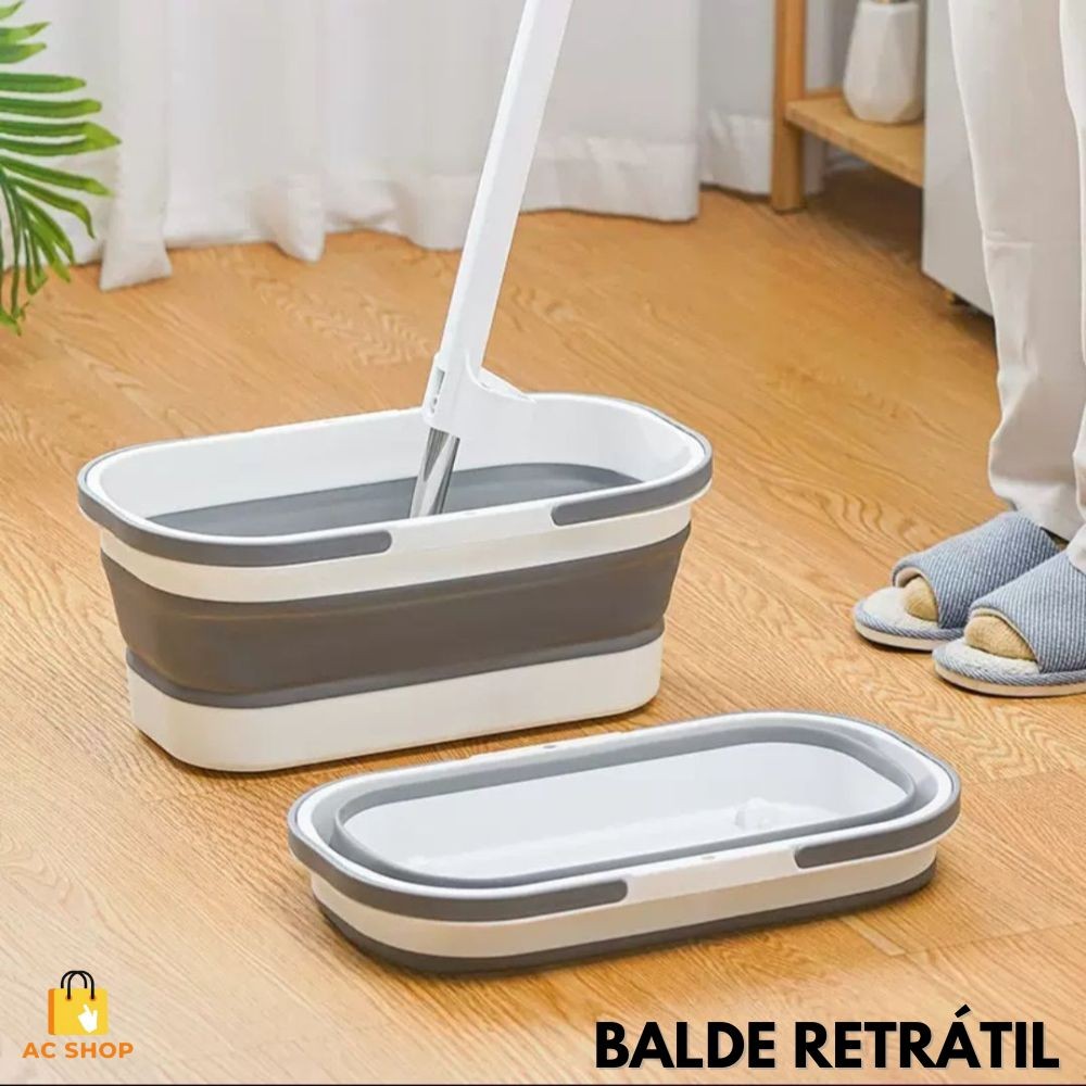 Balde Bacia Grande Retrátil Dobrável De Silicone Com Alça Powermaid Retangular Multiuso Casa Banheiro Lavanderia Limpeza