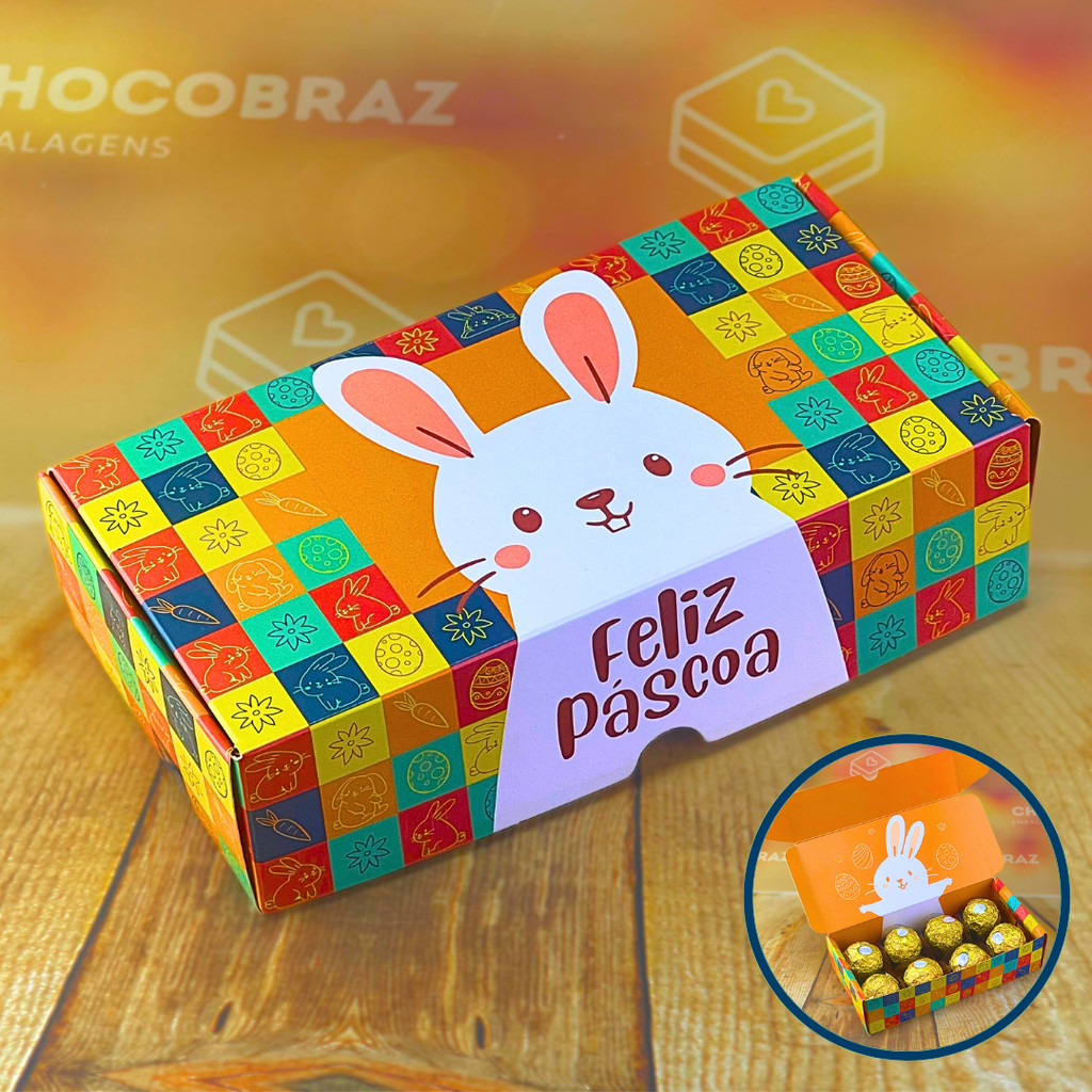 10 CAIXAS P/ 8 DOCES PRACTICE -16X8X4 CM PASCOA DIVERTIDA 5359 (PÁSCOA IDEIA 2025)