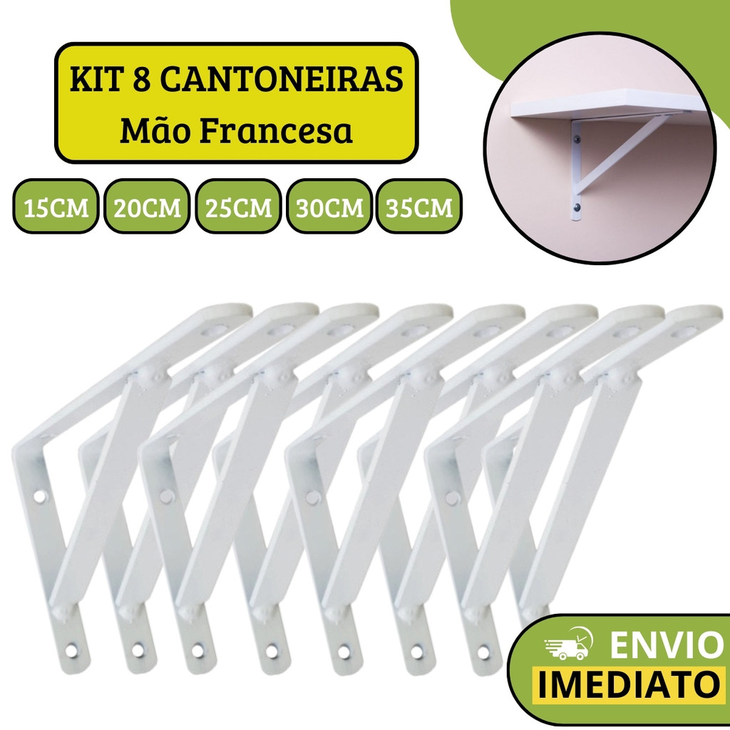 Kit 8 Suporte De Prateleira Cantoneira Mão Francesa Para Sustentar Prateleira