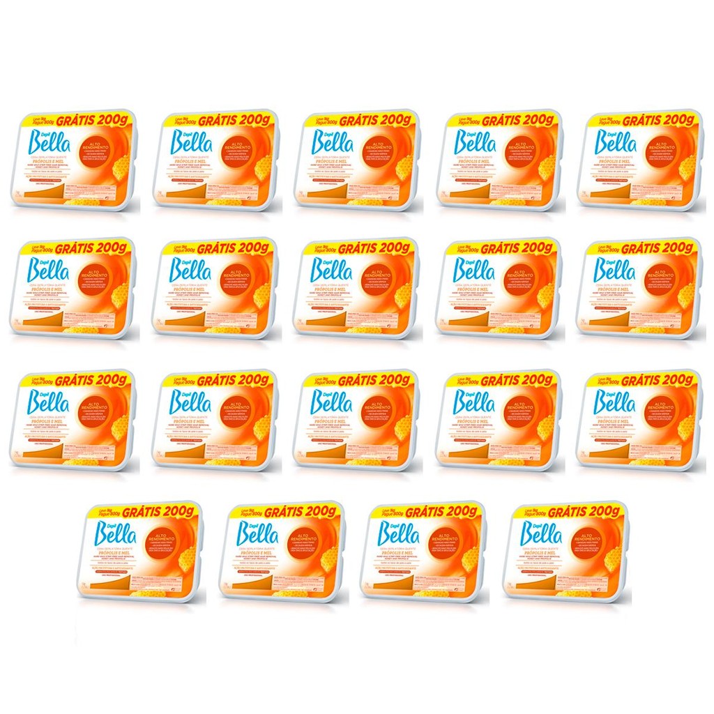 Kit 24 Unidades Cera Quente Depilatória em Barra Depil Bella Alto Rendimento Própolis e Mel 1kg